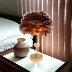 Feather shade lamp