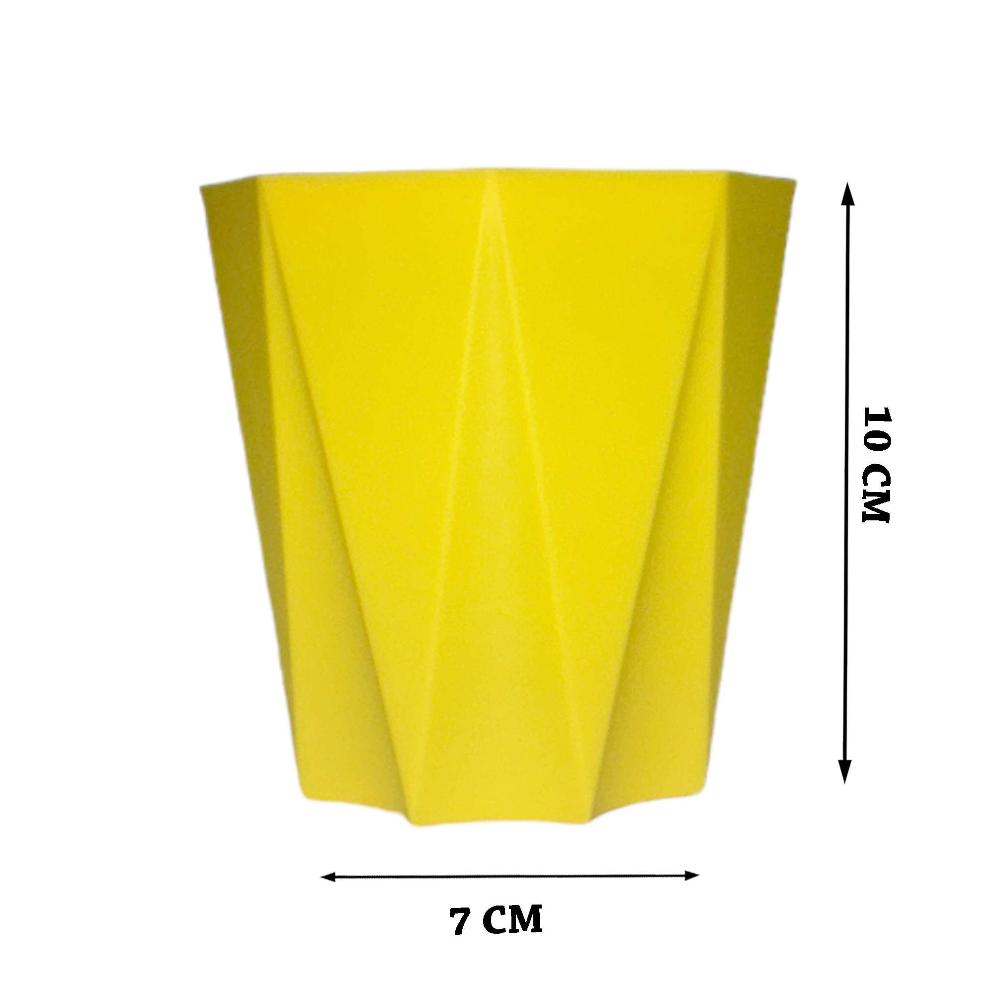 Plastic Diamond Cut Yellow Planter