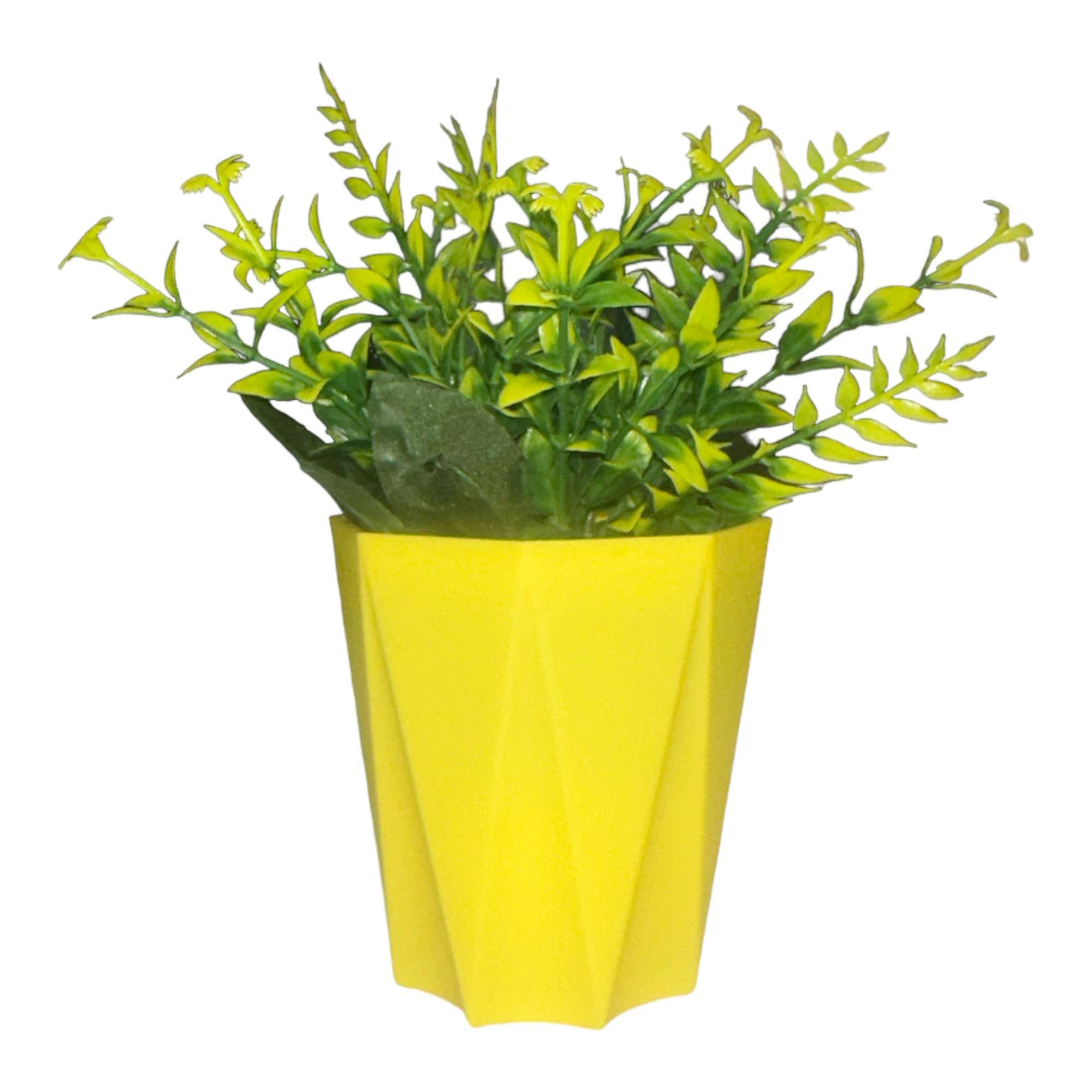 Plastic Diamond Cut Yellow Planter