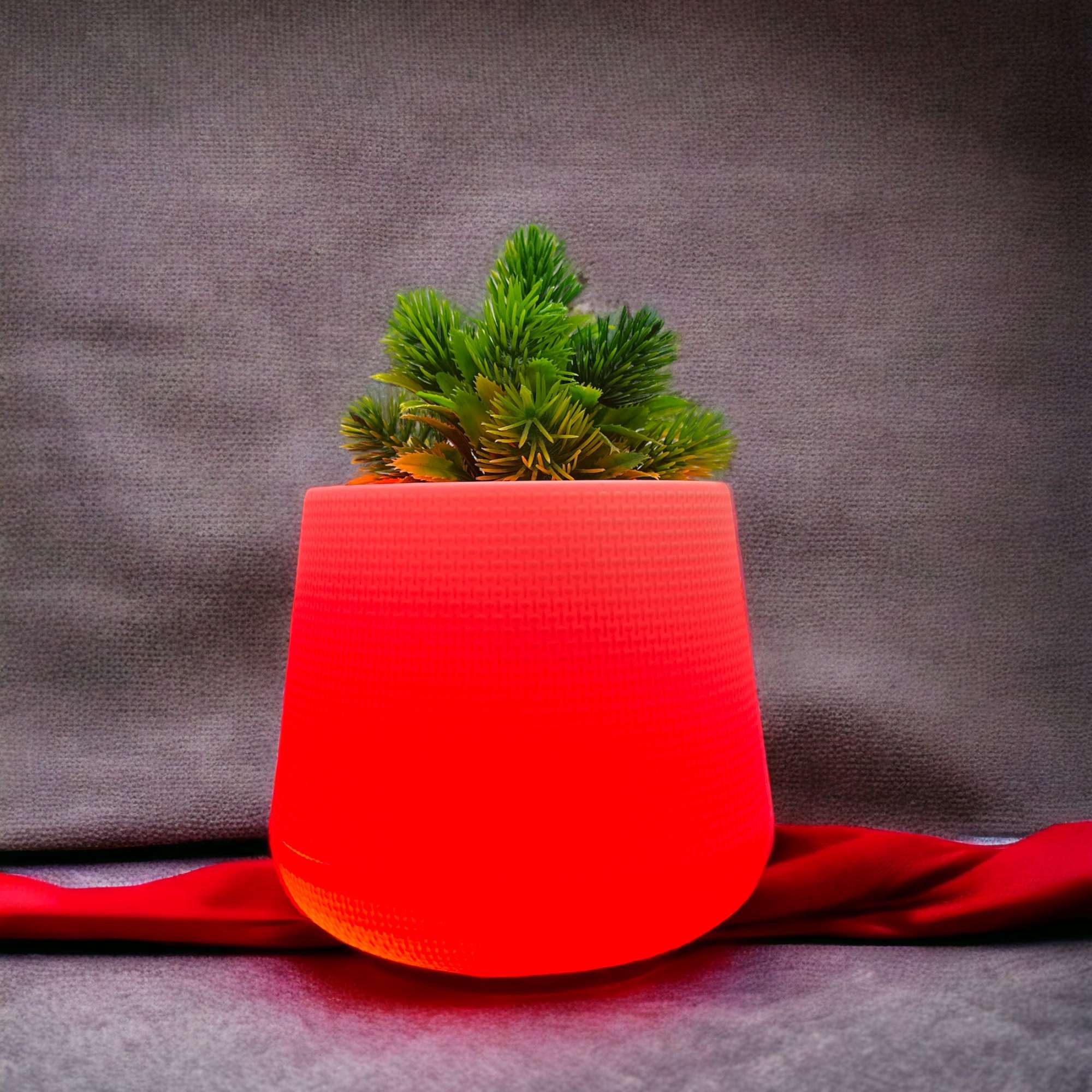 Red Led Planter 8 Inches