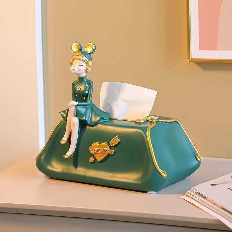 Bubble Girl Tissue Storage Box Green