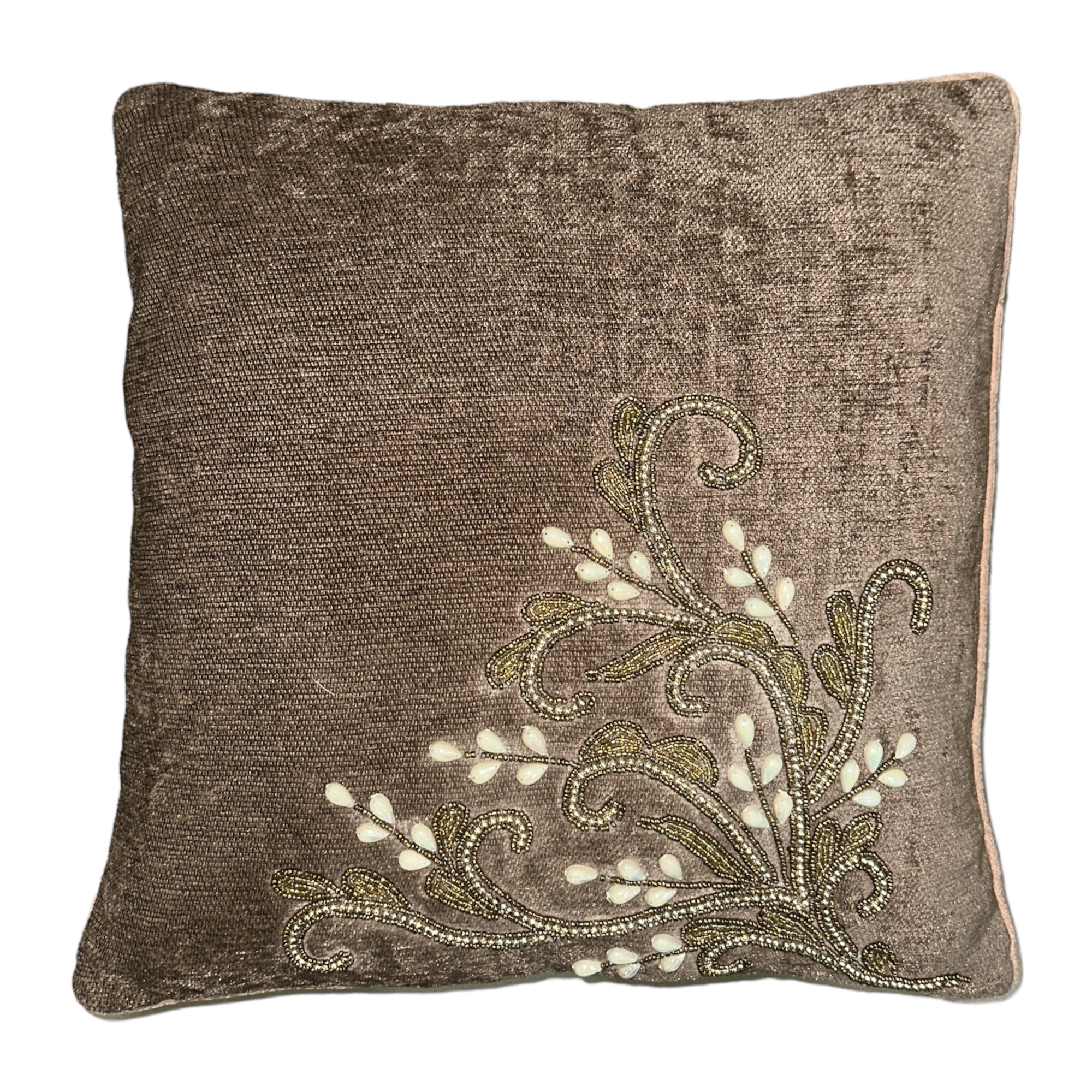 PhotoRoom-20231010-195809 Brown Embroidered Cushion Cover