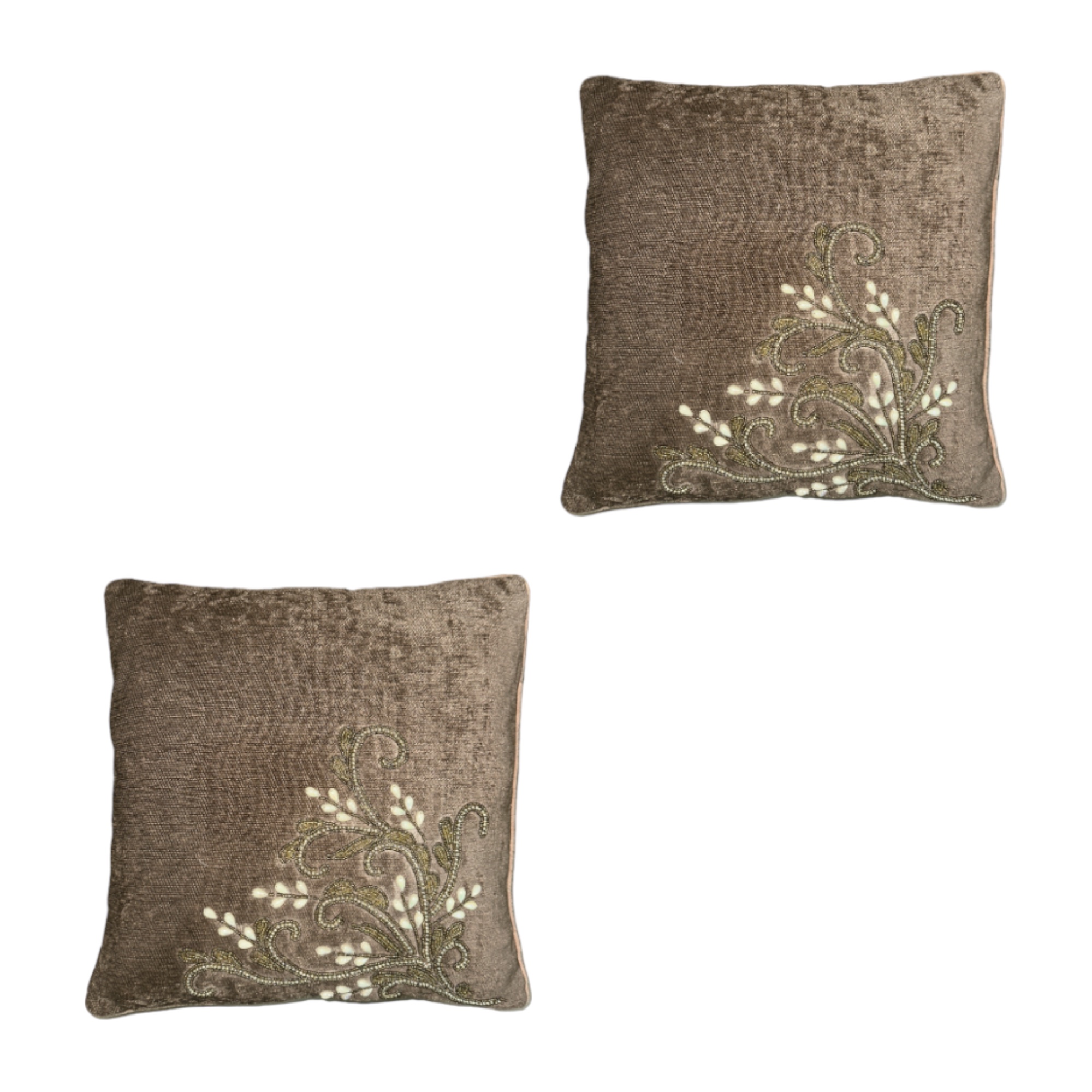 PhotoRoom-20231011-211236 Brown Embroidered Cushion Cover