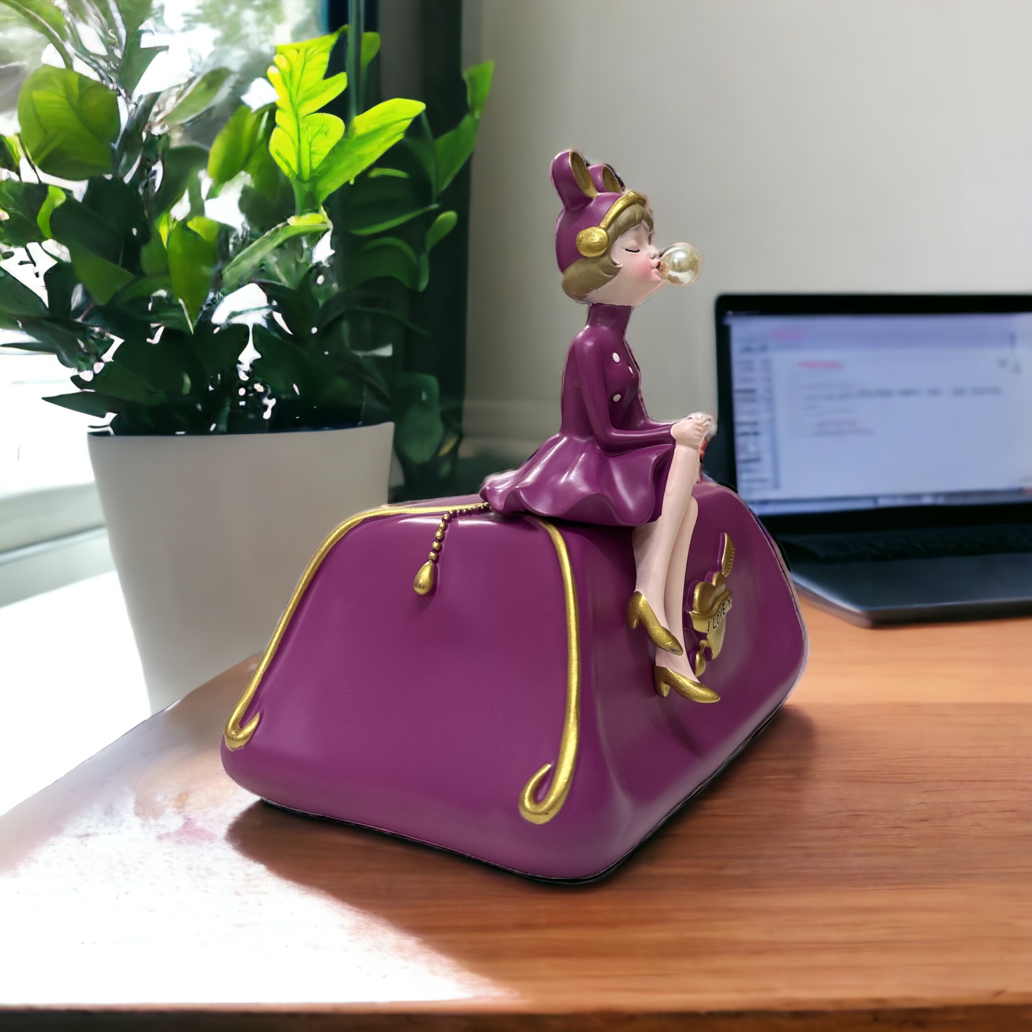 Bubble Girl Tissue Storage Box Purple