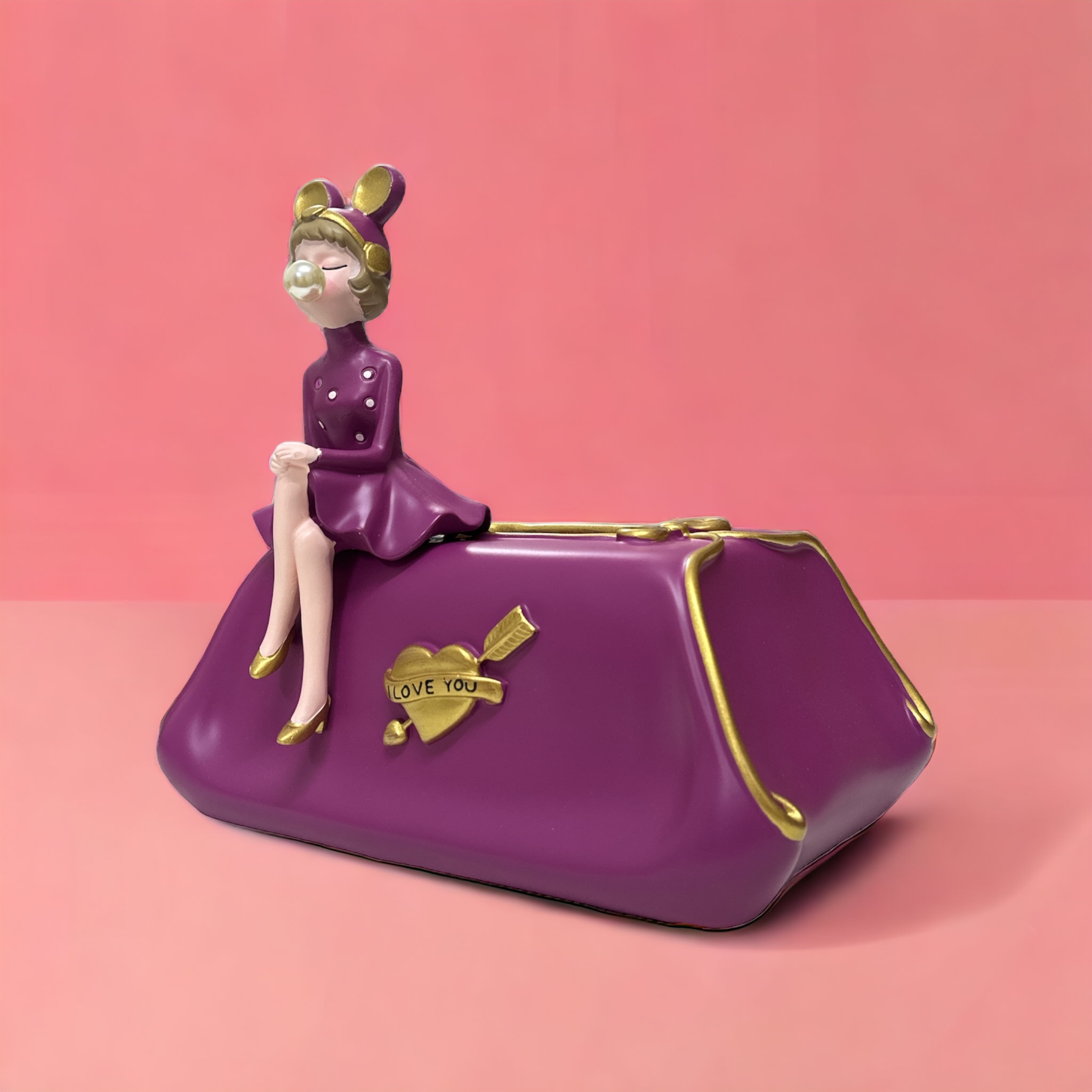 Bubble Girl Tissue Storage Box Purple