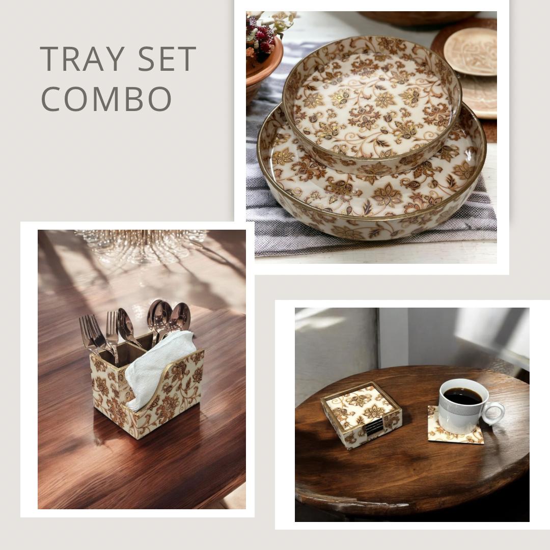 Tray Set Combo –  Golden Rose