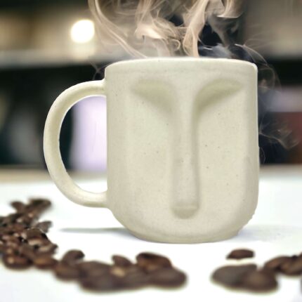 Artistic Ceramic Coffee Mug - Elegant High-Quality White Cup